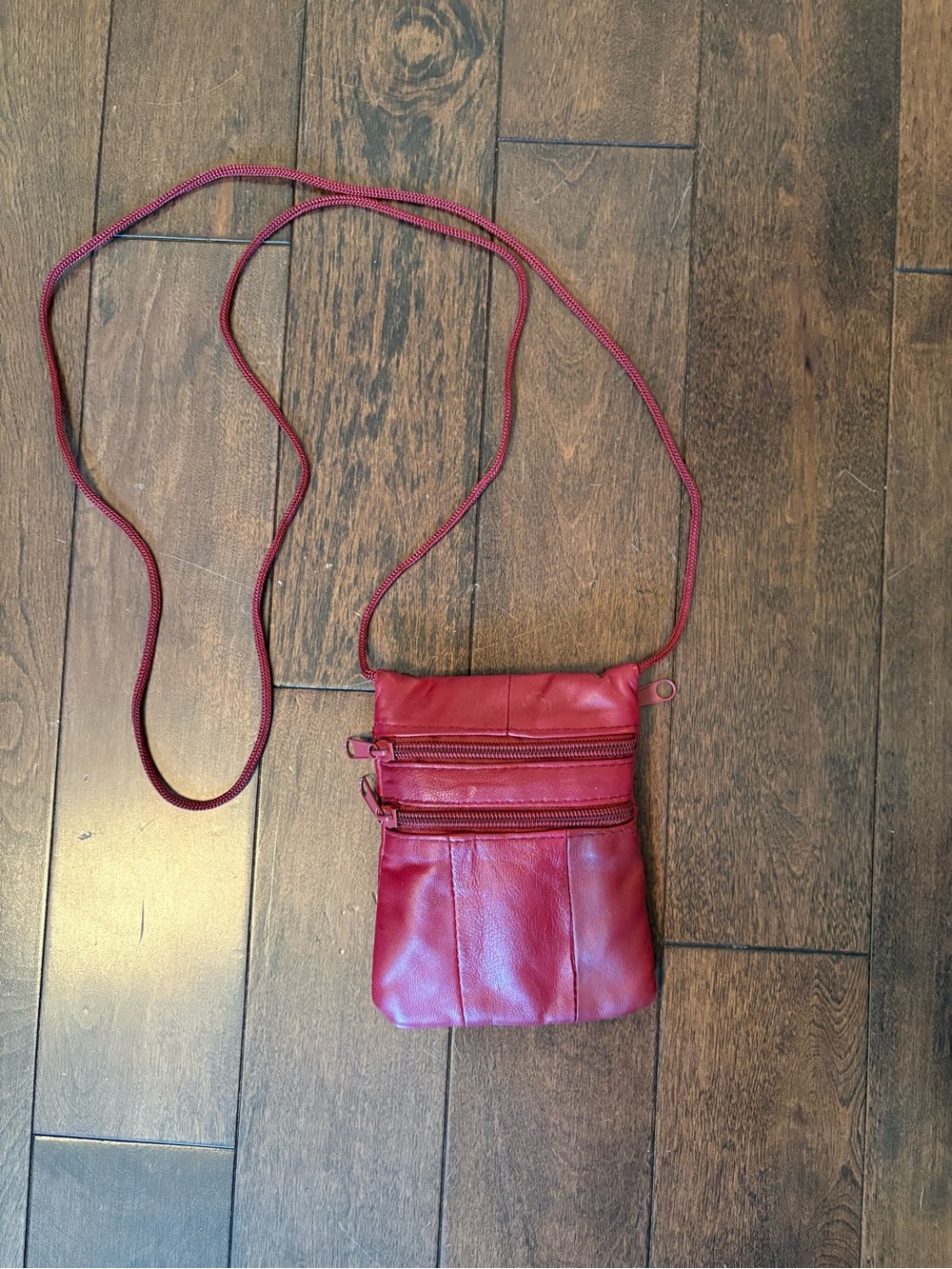 Compact Red Crossbody Women's Leather Bag